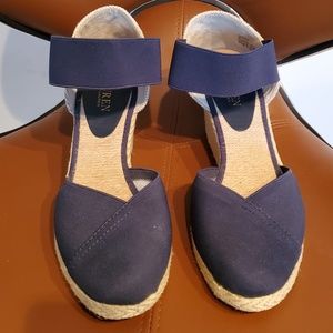 Ralph Lauren Navy Blue Espadrilles Wedge Sandals